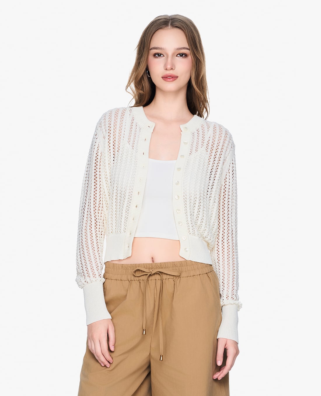 GIGI - Áo khoác cardigan nữ cổ tròn tay dài trẻ trung