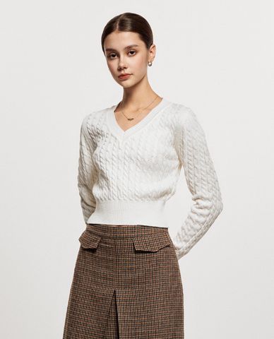  GIGI - Áo dệt kim nữ cổ V tay dài thời trang 