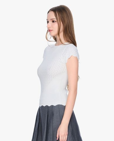  GIGI - Áo dệt kim nữ ngắn tay cổ tròn phom ôm tôn dáng 