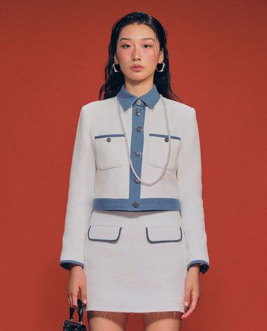  GIGI - Áo khoác croptop nữ cổ bẻ tay dài trẻ trung 