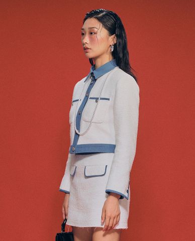  GIGI - Áo khoác croptop nữ cổ bẻ tay dài trẻ trung 