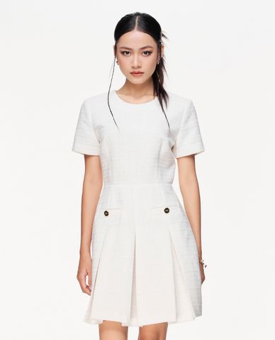  GIGI - Đầm xếp li mini cổ tròn tay ngắn trẻ trung 