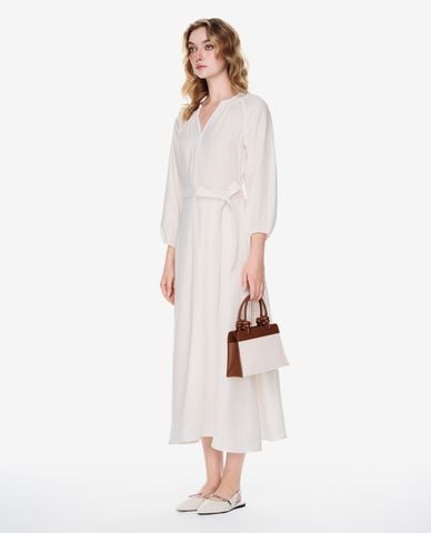  GIGI - Đầm midi cổ V tay dài phối thắt nơ thanh lịch 