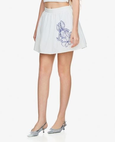  GIGI - Chân váy chữ A mini lưng thun phối họa tiết hoa 