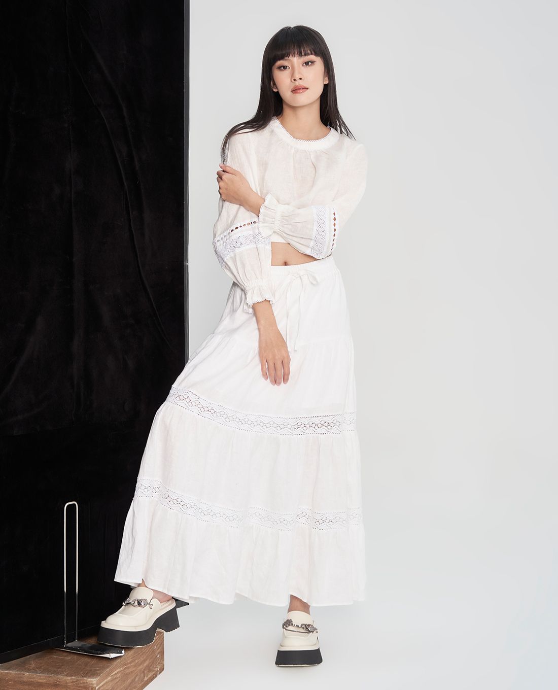 Chân váy maxi tầng lưng thun Nhà Kho Liti