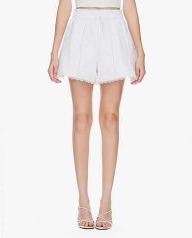 GIGI - Quần shorts nữ ống rộng lưng thun phối viền ren 