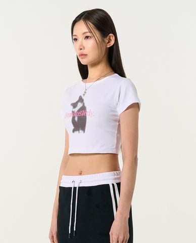  NERDY - Áo croptop nữ cổ tròn tay ngắn Diro 
