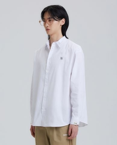  NERDY - Áo sơ mi unisex cổ bẻ tay dài Classic N Stripe 