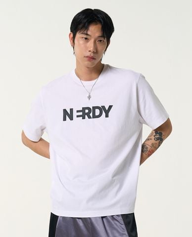  NERDY - Áo thun unisex cổ tròn tay ngắn Blank Big Logo 
