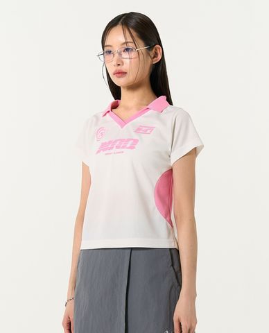  NERDY - Áo croptop nữ cổ bẻ tay ngắn Sporty Jersey 