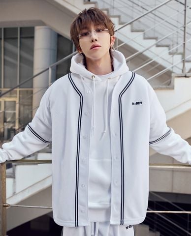  NERDY - Áo bóng chày unisex cổ V tay ngắn Baseball 