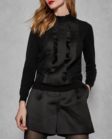  TED BAKER - Áo kiểu nữ cổ trụ phối bèo Paygeei 