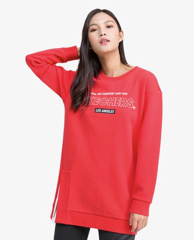  SKECHERS - Áo sweatshirt nữ phom dài hiện đại 