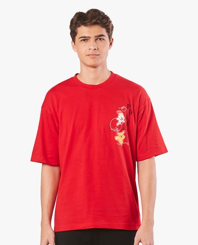  SKECHERS - Áo thun unisex ngắn tay phom suông CNY Pokémon 