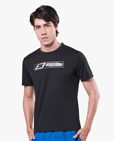  SKECHERS - Áo thun thể thao nam tay ngắn phối logo Training 
