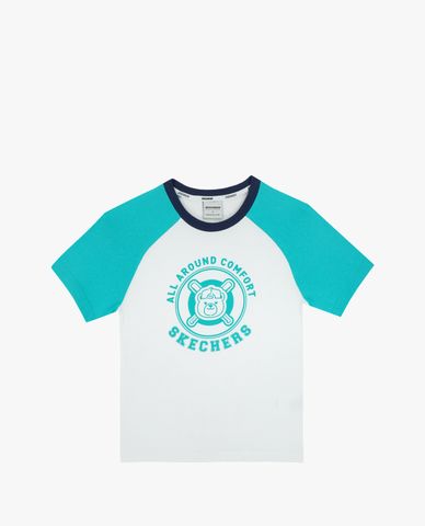  SKECHERS - Áo thun bé trai cổ tròn tay ngắn phối màu Raglan 