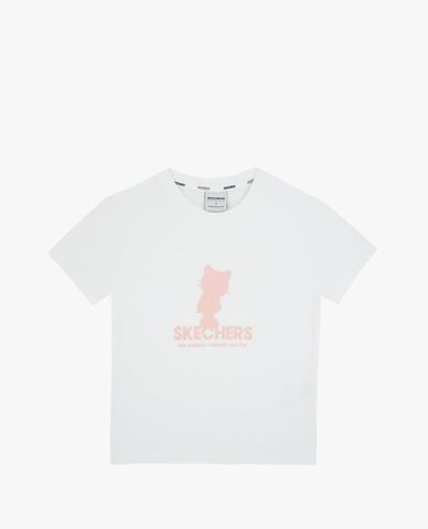  SKECHERS - Áo thun bé gái cổ tròn tay ngắn họa tiết Raglan 