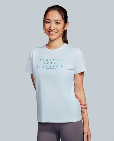  SKECHERS - Áo thun thể thao nữ cổ tròn tay ngắn Tropical Bloom 