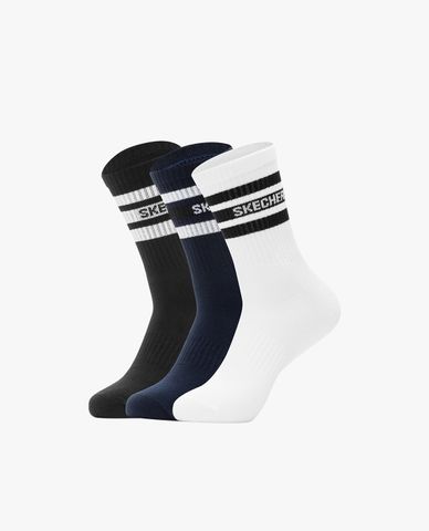  SKECHERS - Pack 3 đôi vớ nam cổ cao kẻ viền thời trang 