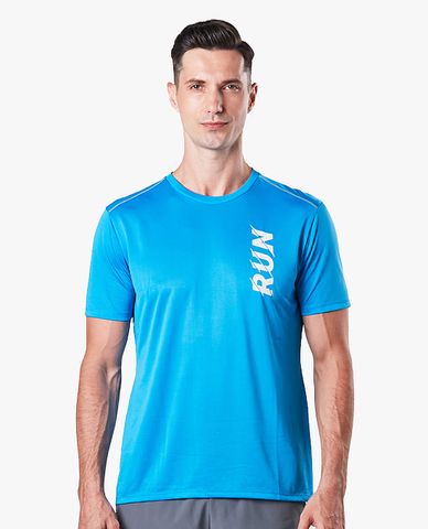  SKECHERS - Áo thun thể thao nam ngắn tay cổ tròn hiện đại Running 