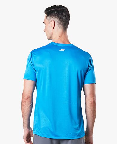  SKECHERS - Áo thun thể thao nam ngắn tay cổ tròn hiện đại Running 