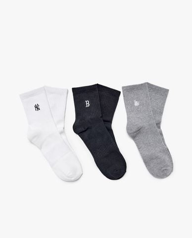  MLB - Set 3 vớ unisex cổ cao Small Logo Embroidered 