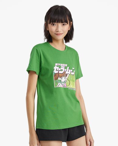  SKECHERS - Áo thun nữ phom suông ngắn tay Sailor Moon 