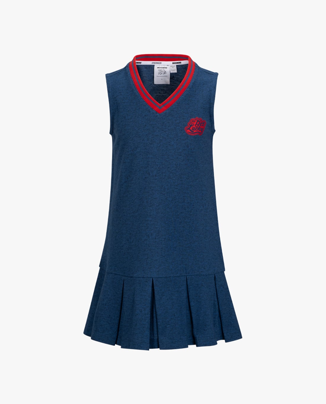 SKECHERS - Đầm mini bé gái sát nách xếp li