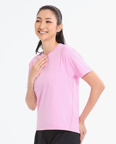  SKECHERS - Áo thun thể thao nữ cổ tròn tay ngắn City Running Club 