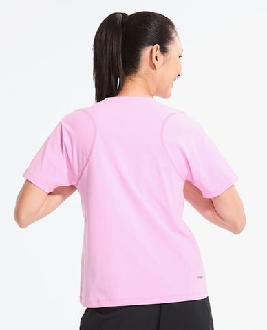  SKECHERS - Áo thun thể thao nữ cổ tròn tay ngắn City Running Club 