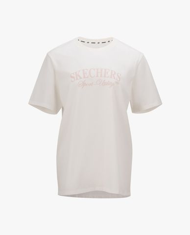  SKECHERS - Áo thun nữ cổ tròn tay ngắn Academia Iconic 
