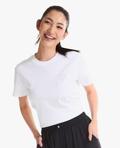  SKECHERS - Áo thun nữ cổ tròn tay ngắn Academia 