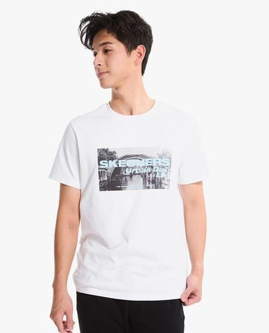  SKECHERS - Áo thun nam cổ tròn tay ngắn hiện đại 