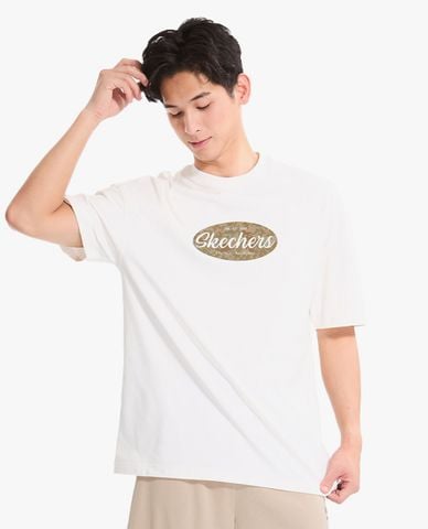  SKECHERS - Áo thun nam cổ tròn tay ngắn phối logo 