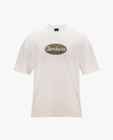  SKECHERS - Áo thun nam cổ tròn tay ngắn phối logo 