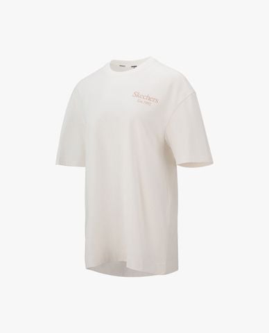  SKECHERS - Áo thun nữ cổ tròn tay ngắn in logo 