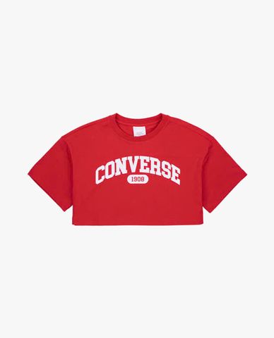  CONVERSE - Áo croptop nữ cổ tròn tay ngắn Sporty 
