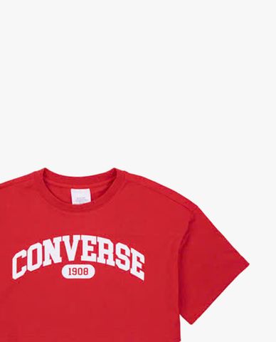  CONVERSE - Áo croptop nữ cổ tròn tay ngắn Sporty 