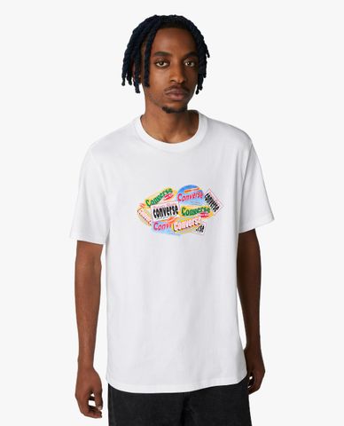  CONVERSE - Áo thun nam cổ tròn tay ngắn Sticker Collage 
