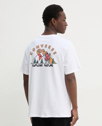  CONVERSE - Áo thun unisex cổ tròn tay ngắn Wordmark Mountain 