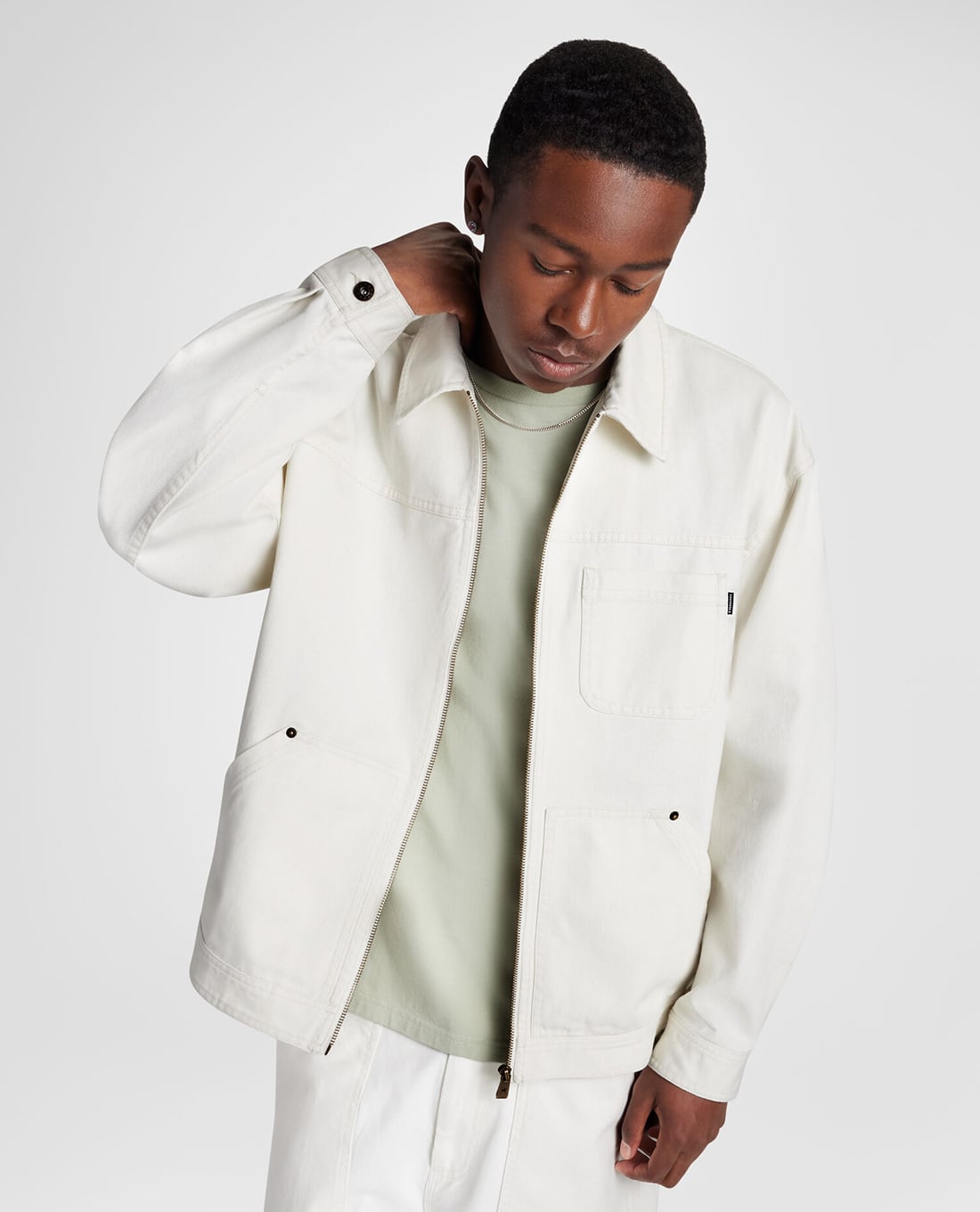 CONVERSE - Áo khoác sơ mi nam cổ bẻ tay dài