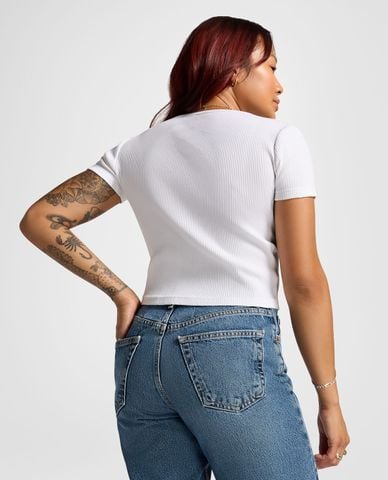  CONVERSE - Áo croptop nữ cổ tròn tay ngắn Ribbed Slim 