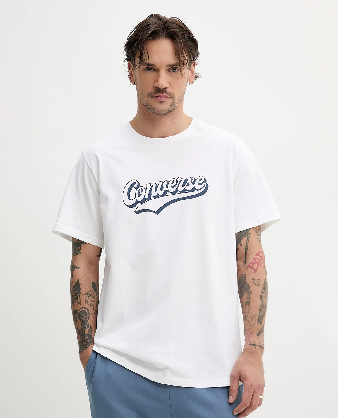 CONVERSE - Áo thun nam cổ tròn tay ngắn Varsity