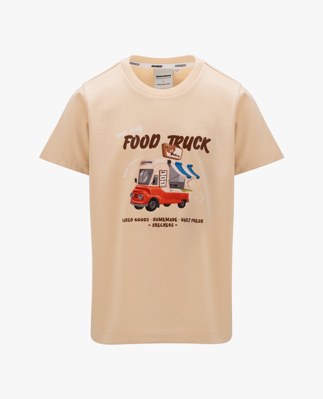 SKECHERS - Áo thun bé gái cổ tròn tay ngắn Food Truck