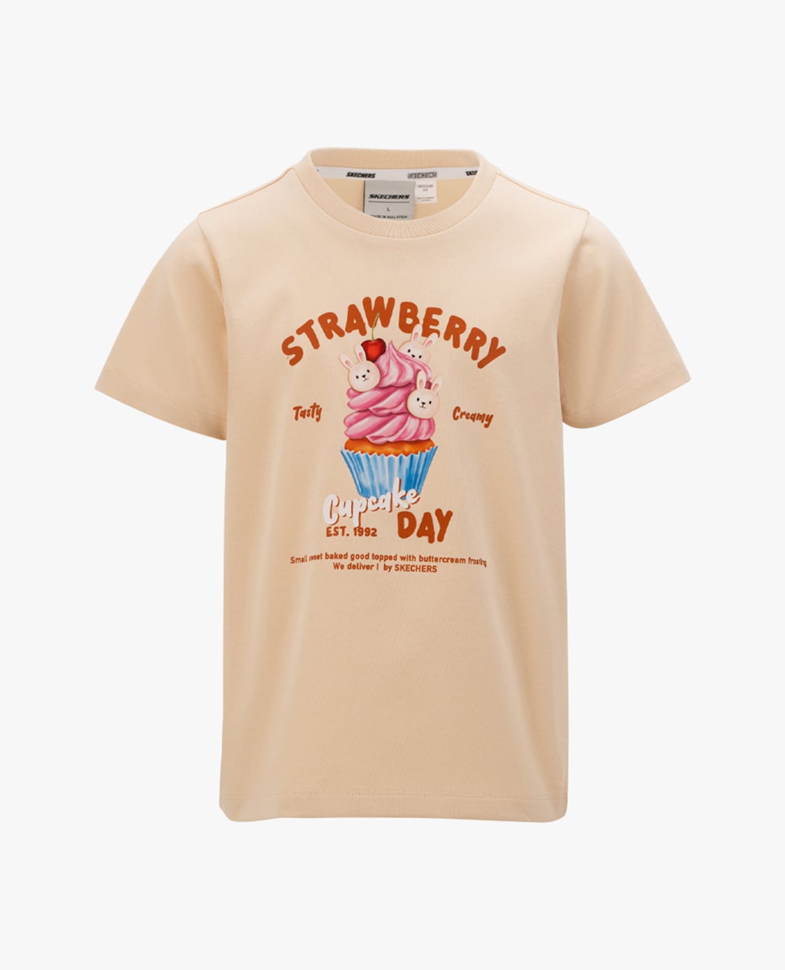 SKECHERS - Áo thun bé gái cổ tròn tay ngắn phối họa tiết