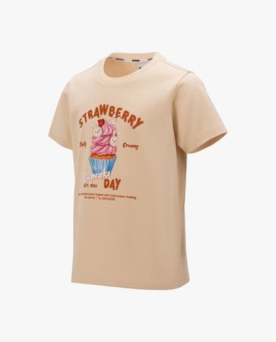  SKECHERS - Áo thun bé gái cổ tròn tay ngắn phối họa tiết 