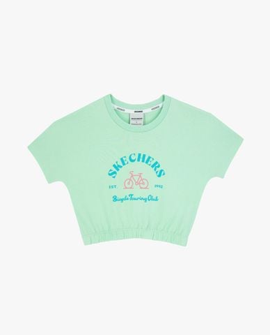  SKECHERS - Áo croptop bé gái cổ tròn tay ngắn Bicycle Touring 