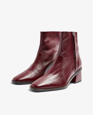  TOPSHOP - Giày boots nữ mũi nhọn MARGOT Leather Burgundy 