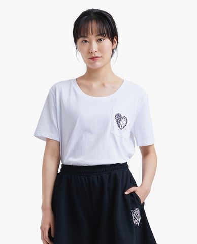  SKECHERS - Áo thun nữ tay ngắn phối túi vuông 