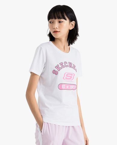  SKECHERS - Áo thun nữ ngắn tay phom suông thời trang 